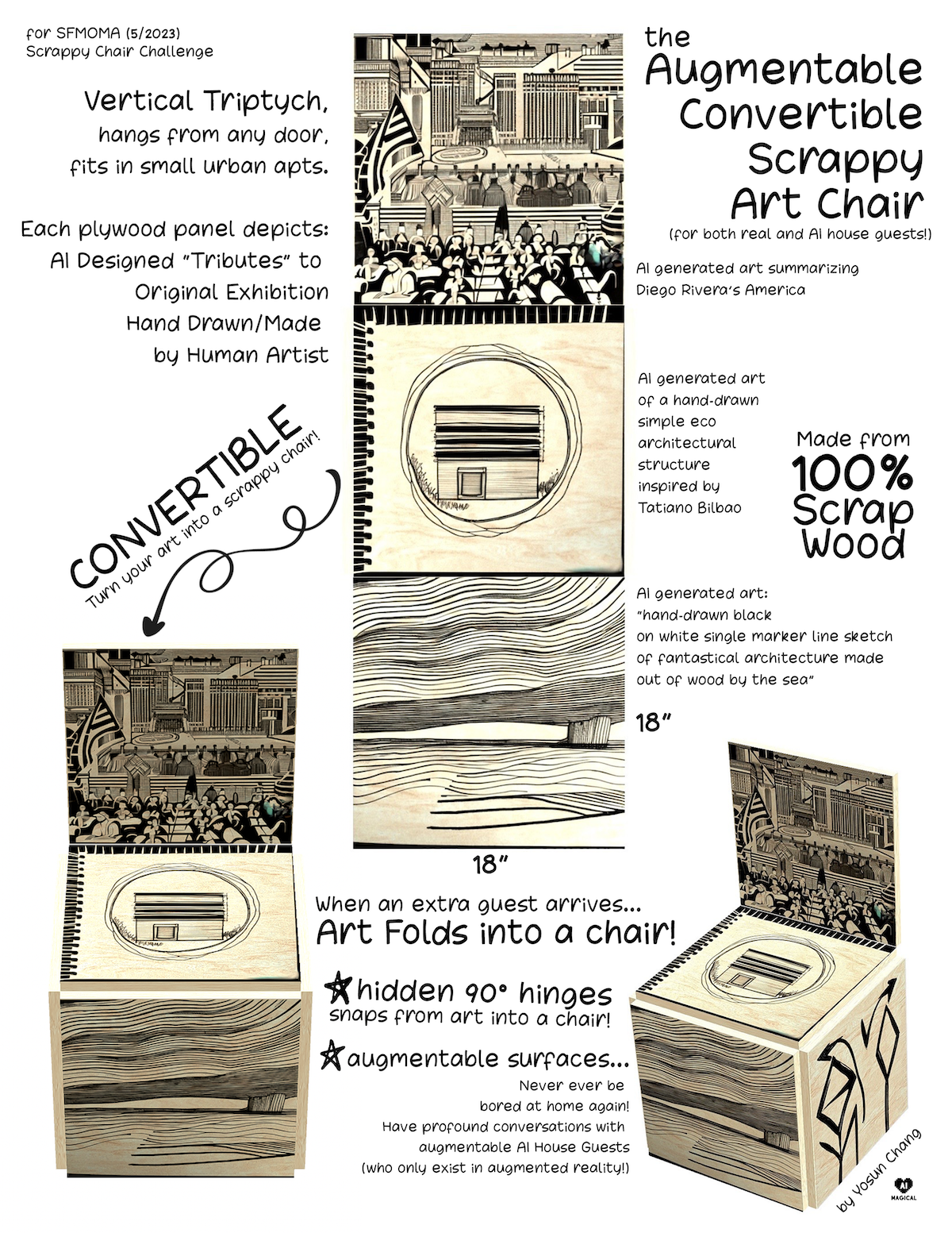 plywood chair with triptych pieces